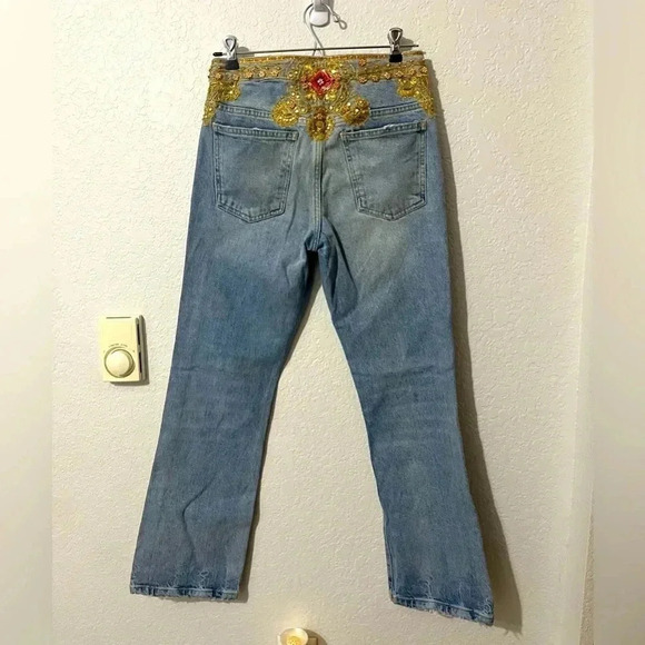 We The Free Gold Embroidery Jeans size 26 - Picture 3 of 7